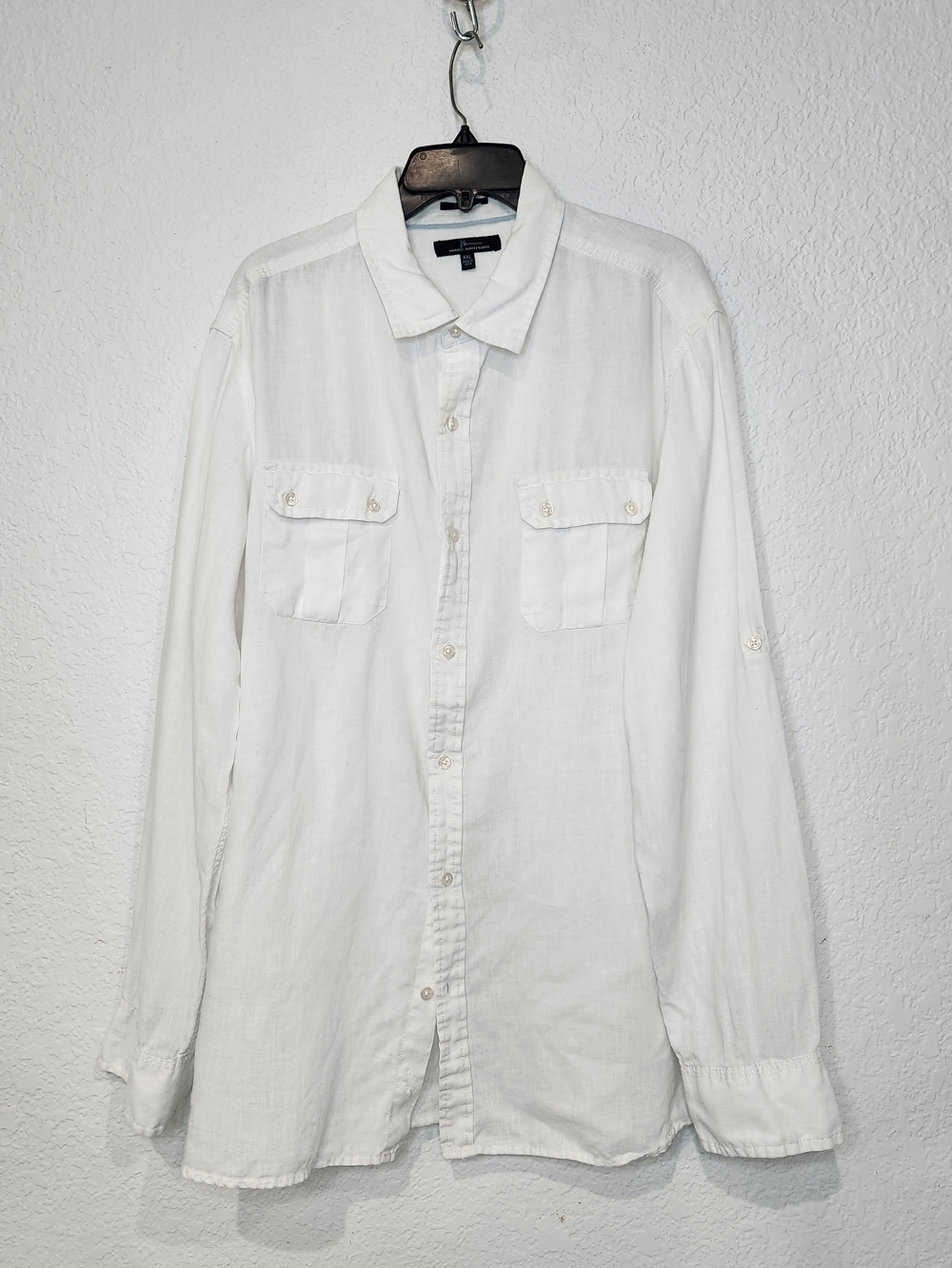 Marc Anthony Men's White Button-Down Shirt with Chest Pockets
